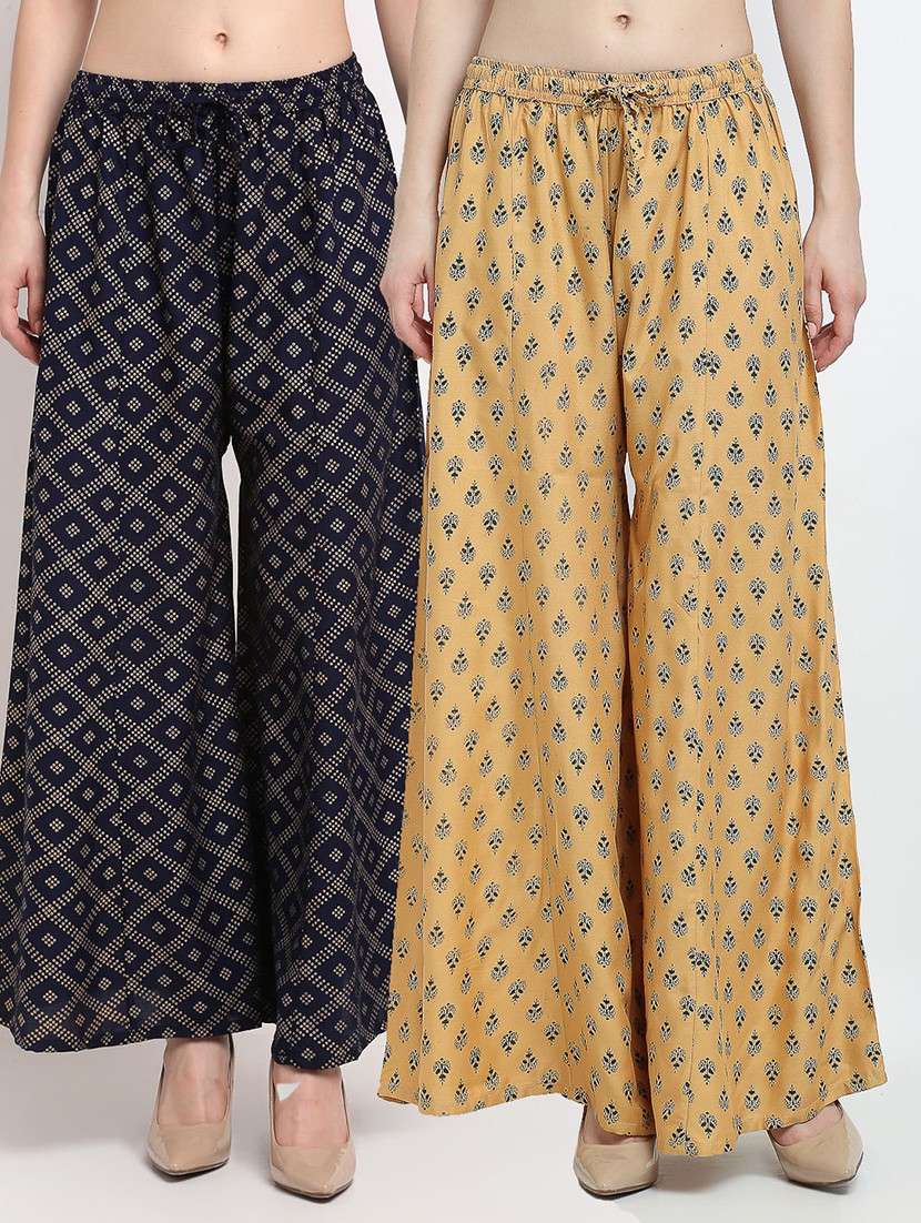 pack of 2 printed flared palazzo