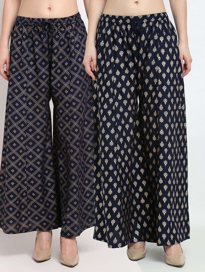 pack of 2 printed flared palazzo