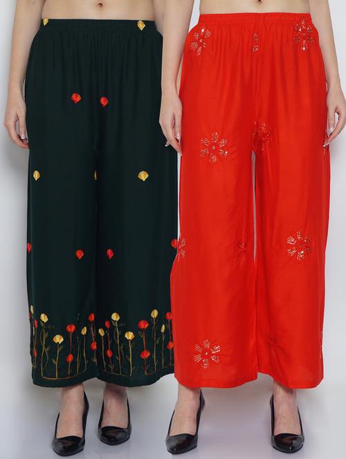 pack of 2 embroidered flared palazzo  - 19124481 -  Standard Image - 0