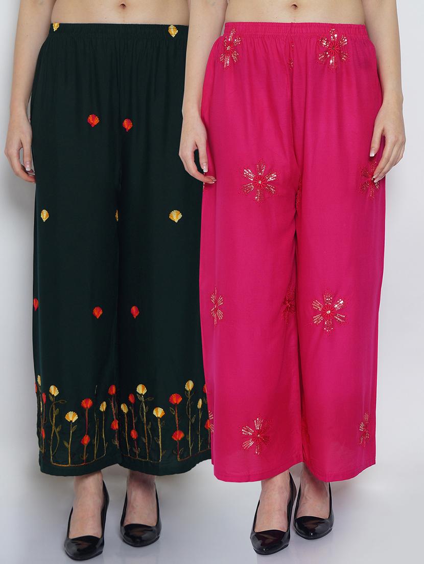 pack of 2 embroidered flared palazzo - 19124491 -  Zoom Image - 0