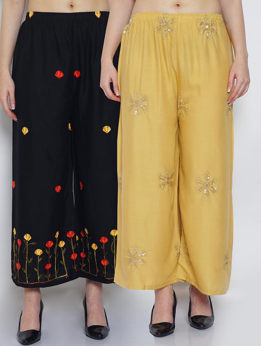 pack of 2 embroidered flared palazzo  - 19124505 -  Zoom Image - 0