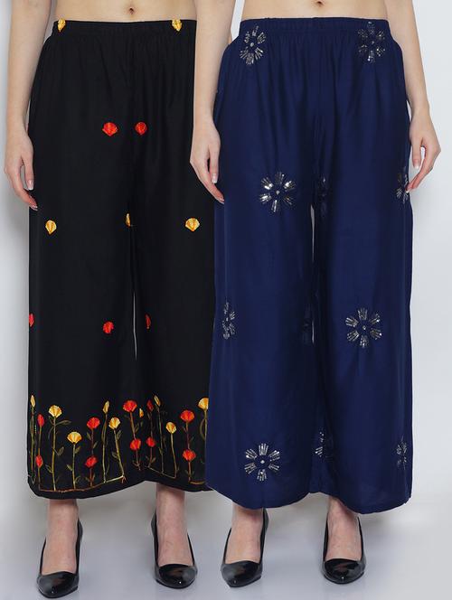pack of 2 solid flared palazzo - 19124535 -  Standard Image - 0