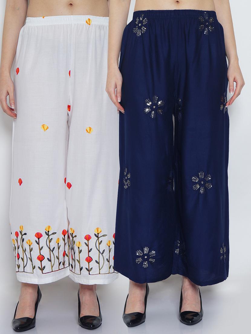 pack of 2 embroidered  flared palazzo - 19124536 -  Zoom Image - 0