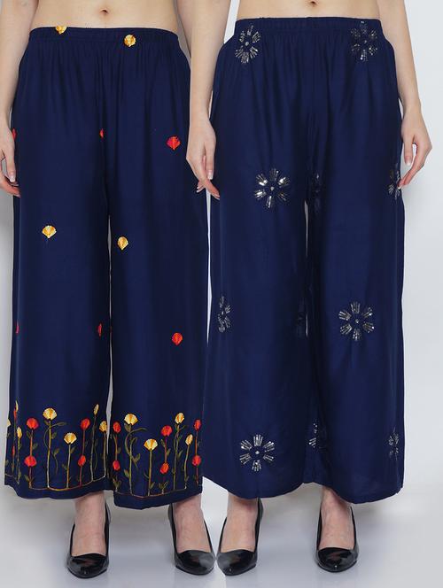 pack of 2 solid flared palazzo - 19124543 -  Standard Image - 0