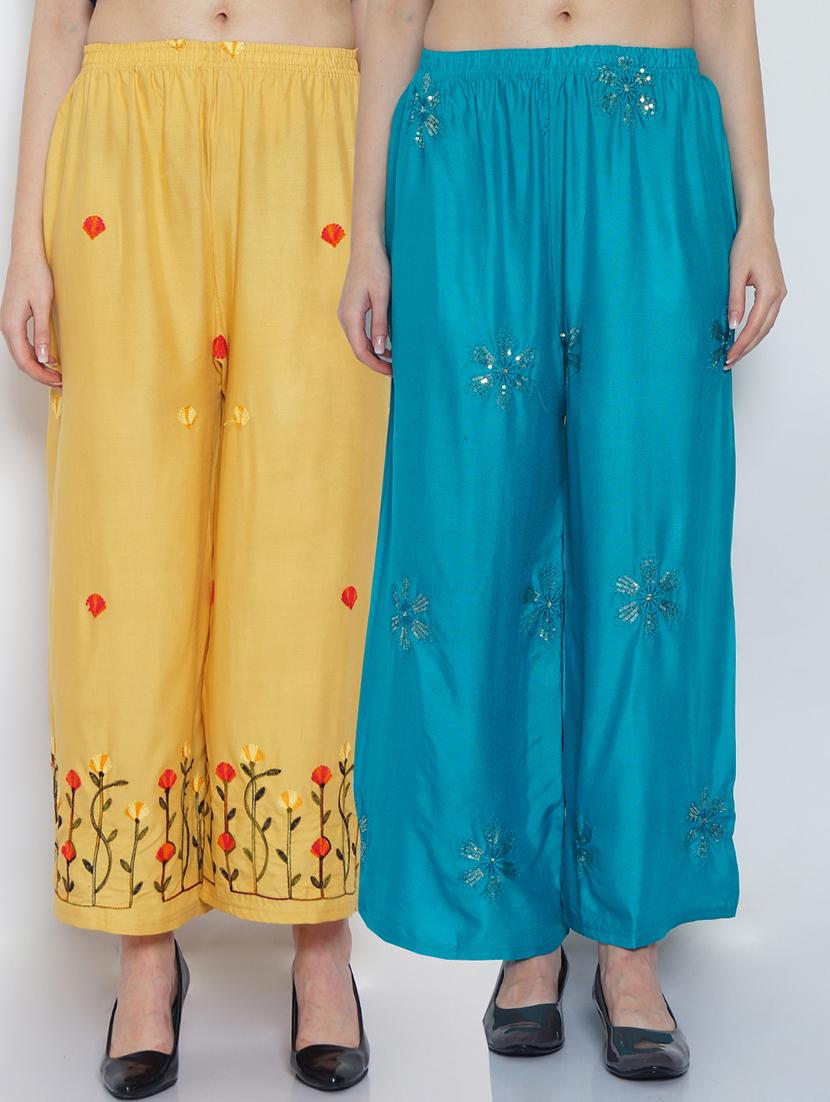 pack of 2 solid flared palazzo - 19124550 -  Zoom Image - 0