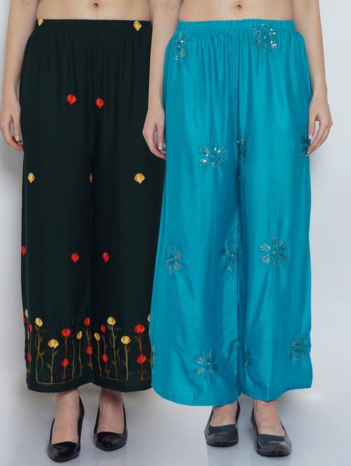 pack of 2 solid flared palazzo - 19124551 -  Standard Image - 0