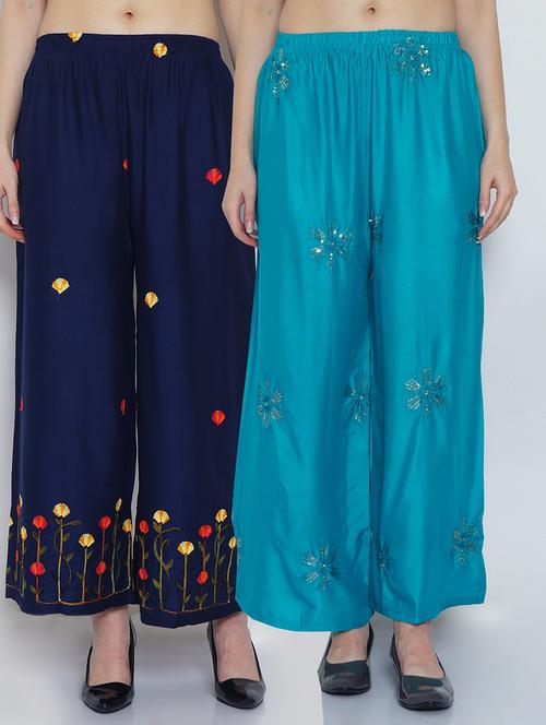 pack of 2 solid flared palazzo - 19124553 -  Standard Image - 0