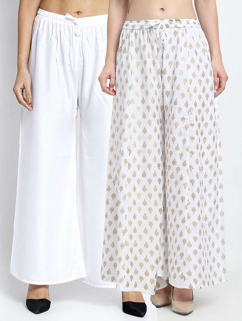 pack of 2 printed flared palazzo