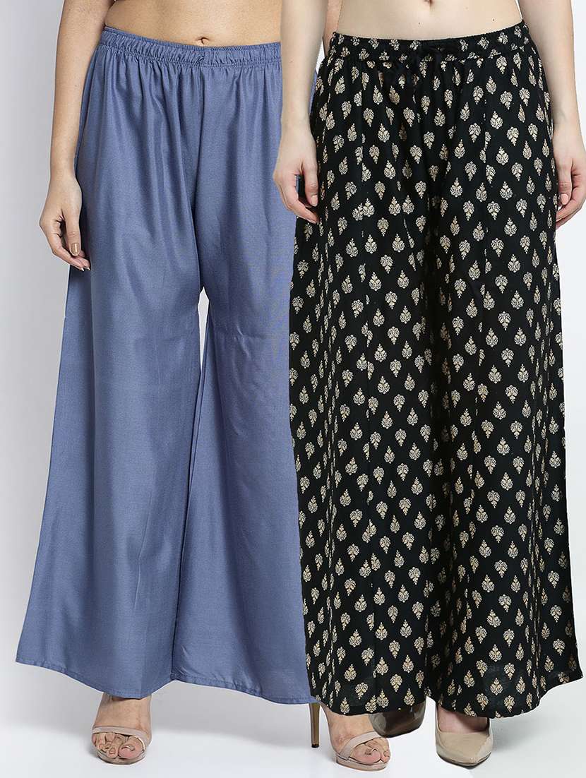 pack of 2 printed flared palazzo - 19124585 -  Zoom Image - 0