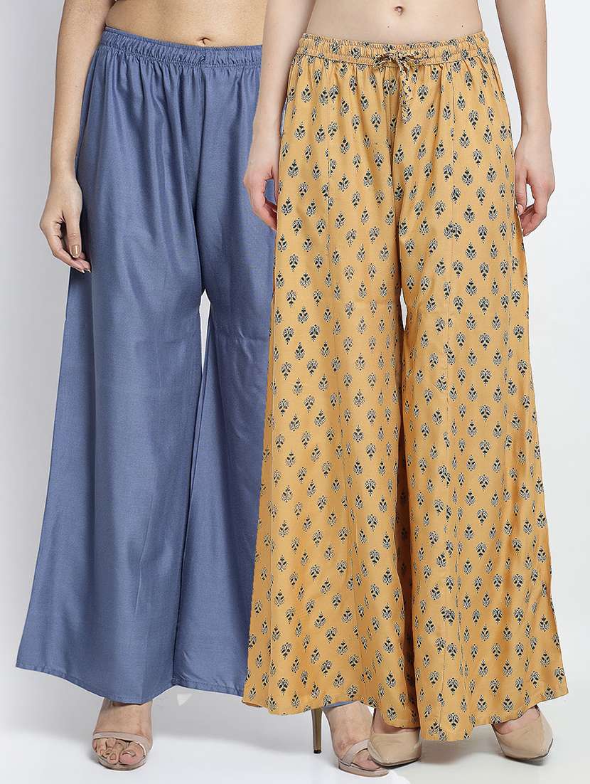 pack of 2 printed flared palazzo