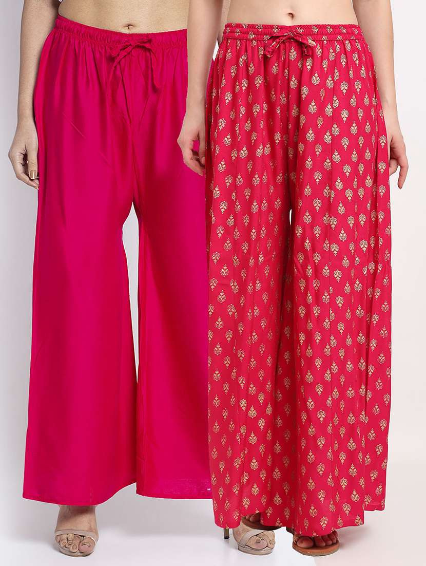 pack of 2 printed flared palazzo - 19124608 -  Zoom Image - 0