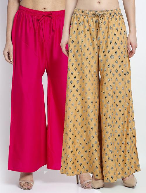 pack of 2 printed & solid palazzo - 19124610 -  Standard Image - 0