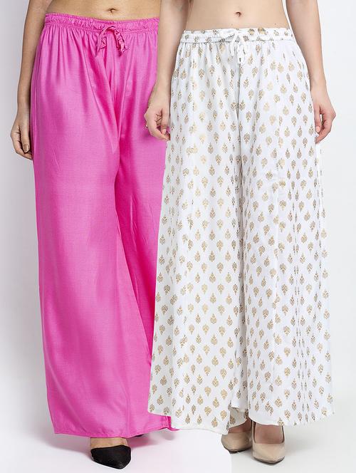 pack of 2 printed & solid palazzo - 19124636 - Standard Image - 0