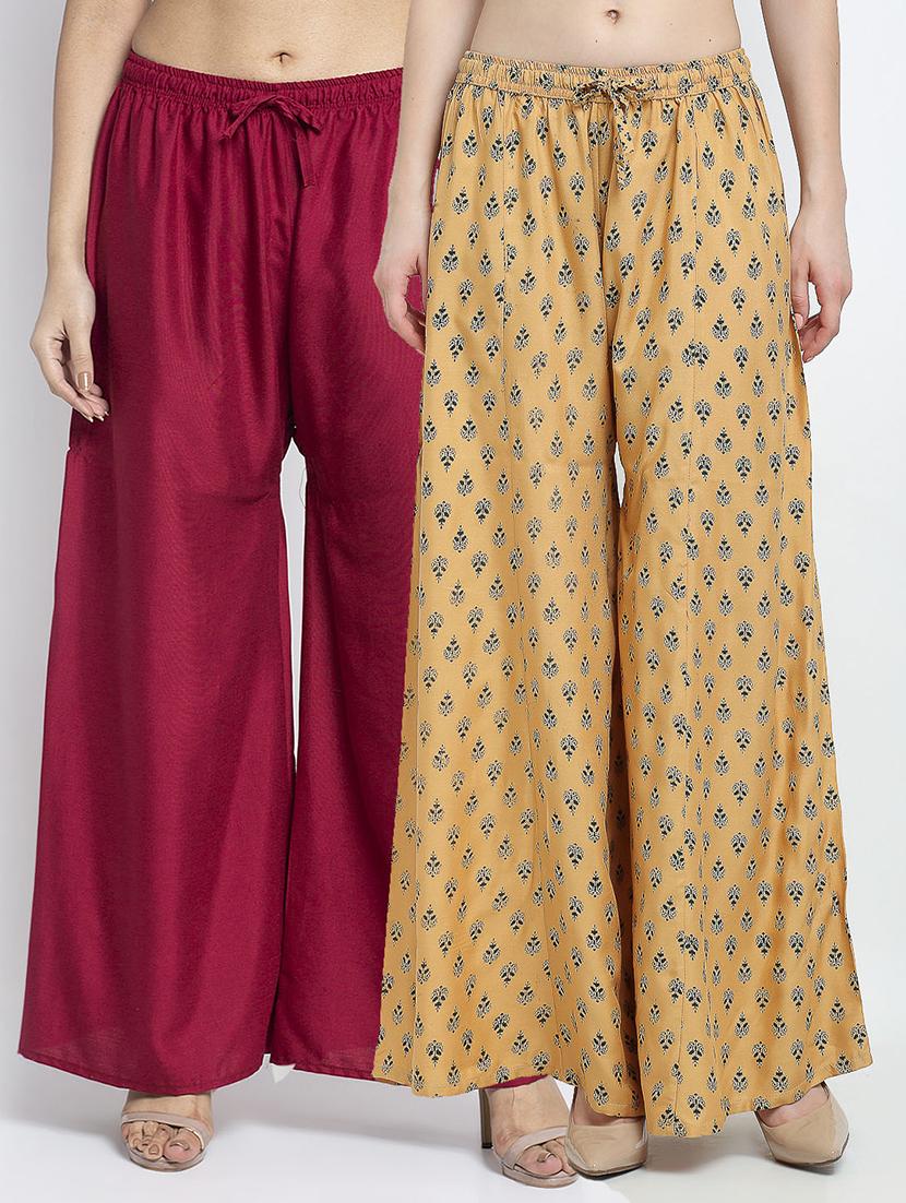 pack of 2 printed & solid palazzo  - 19124660 -  Zoom Image - 0