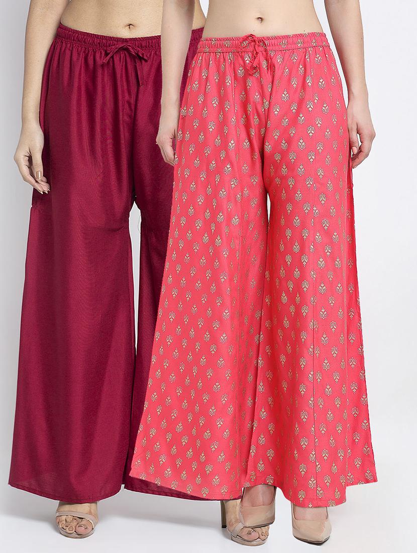 pack of 2 block printed flared palazzo - 19124663 -  Zoom Image - 0