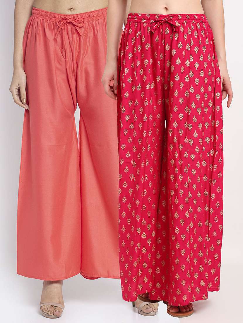 pack of 2 printed flared palazzo