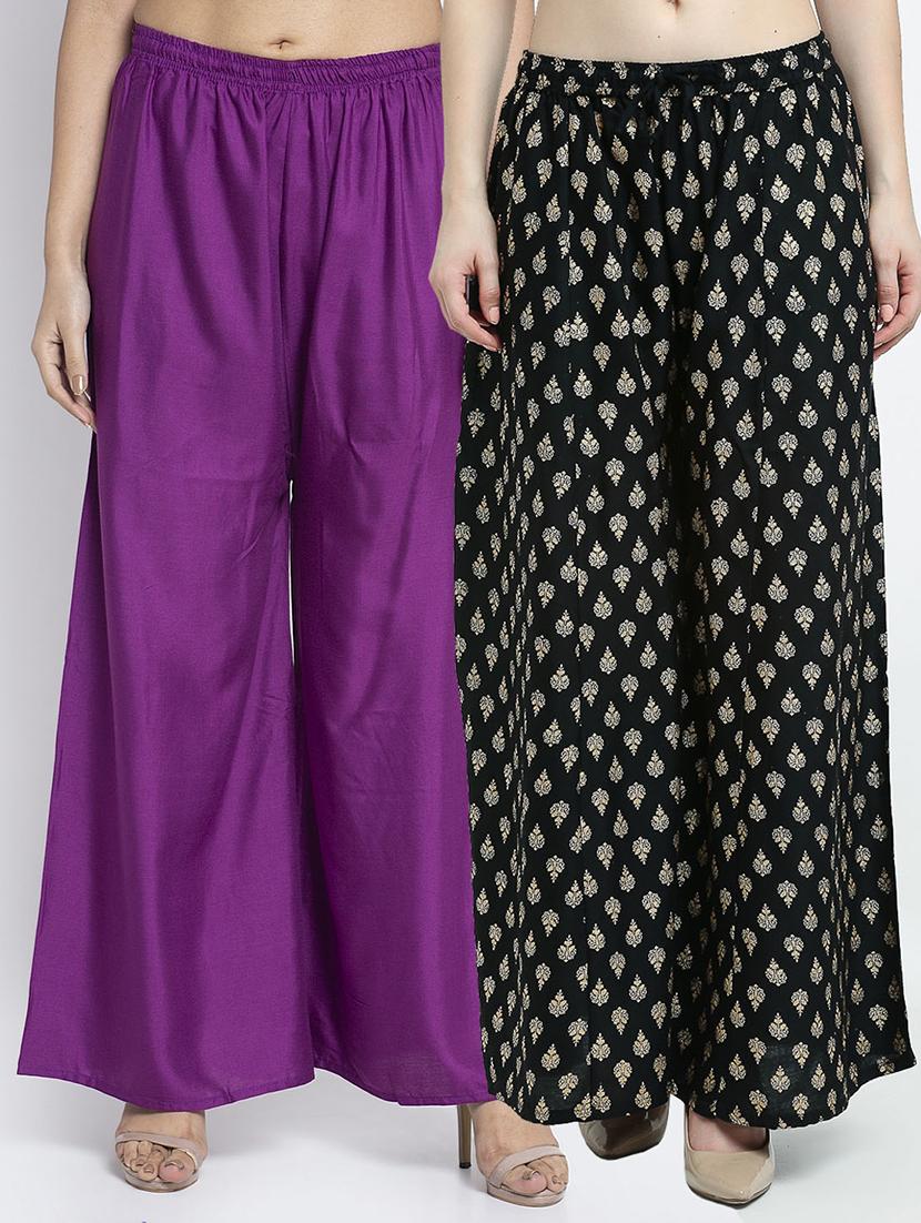 pack of 2 block printed flared palazzo - 19124675 -  Zoom Image - 0