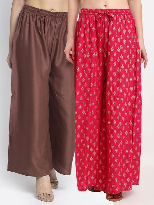 pack of 2 printed & solid palazzo  - 19124698 -  Standard Image - 0