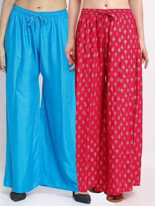 pack of 2 printed & solid palazzo - 19124708 -  Standard Image - 0