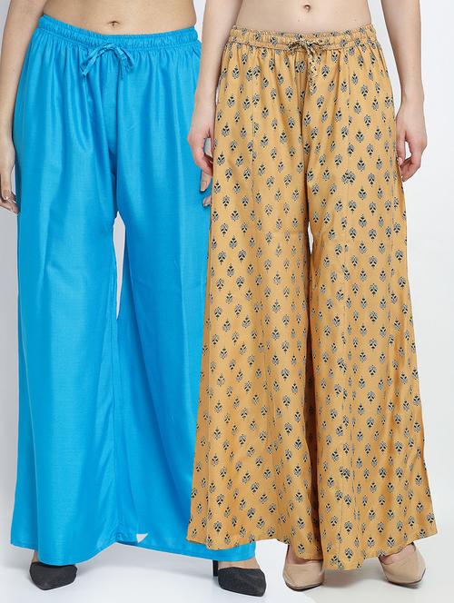pack of 2 printed & solid palazzo  - 19124710 -  Standard Image - 0