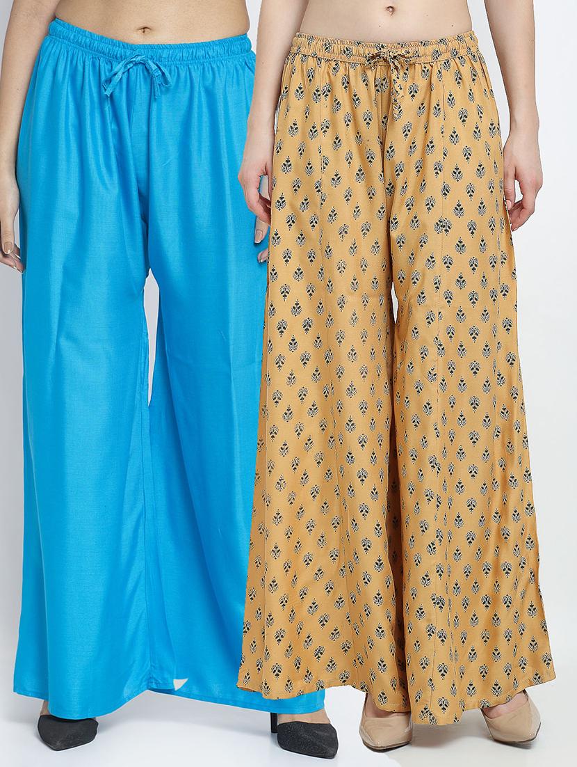 pack of 2 printed & solid palazzo  - 19124710 -  Zoom Image - 0