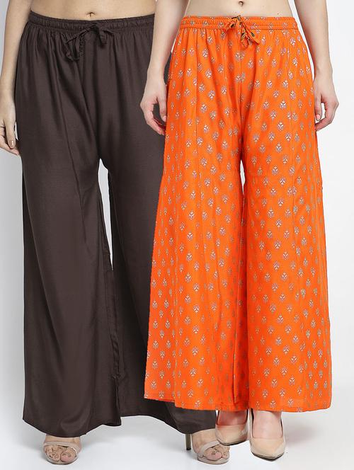 pack of 2 printed & solid palazzo  - 19124769 -  Standard Image - 0