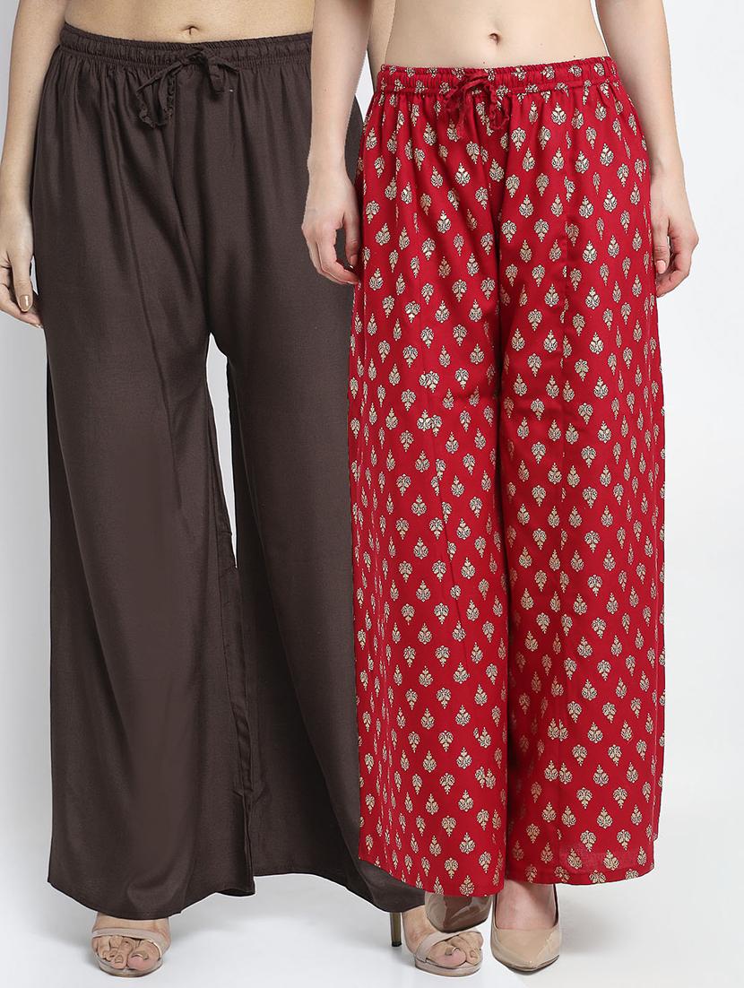 pack of 2 printed flared palazzo - 19124772 -  Zoom Image - 0