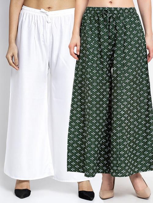 pack of 2 printed & solid palazzo - 19124791 -  Standard Image - 0