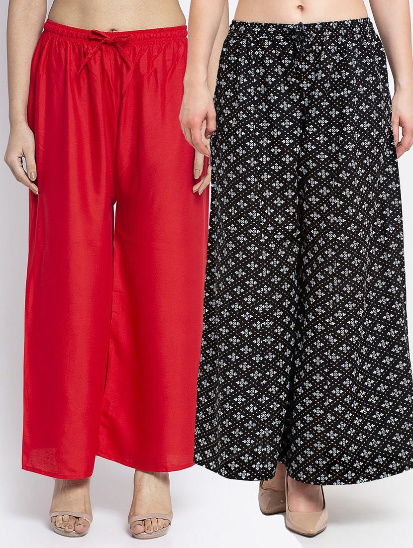 pack of 2 printed & solid palazzo - 19124795 -  Zoom Image - 0