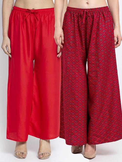 pack of 2 printed & solid palazzo - 19124802 -  Standard Image - 0