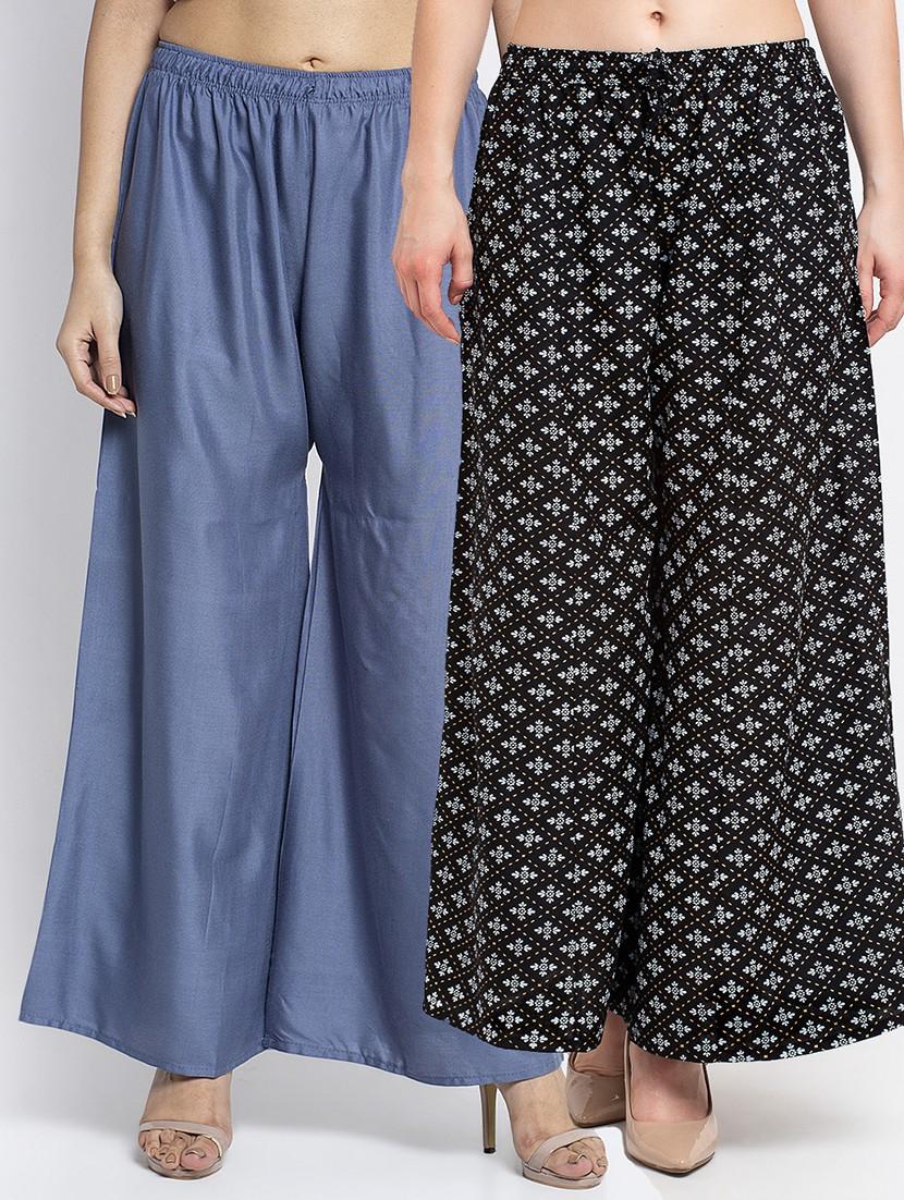 pack of 2 printed flared palazzo - 19124805 -  Zoom Image - 0