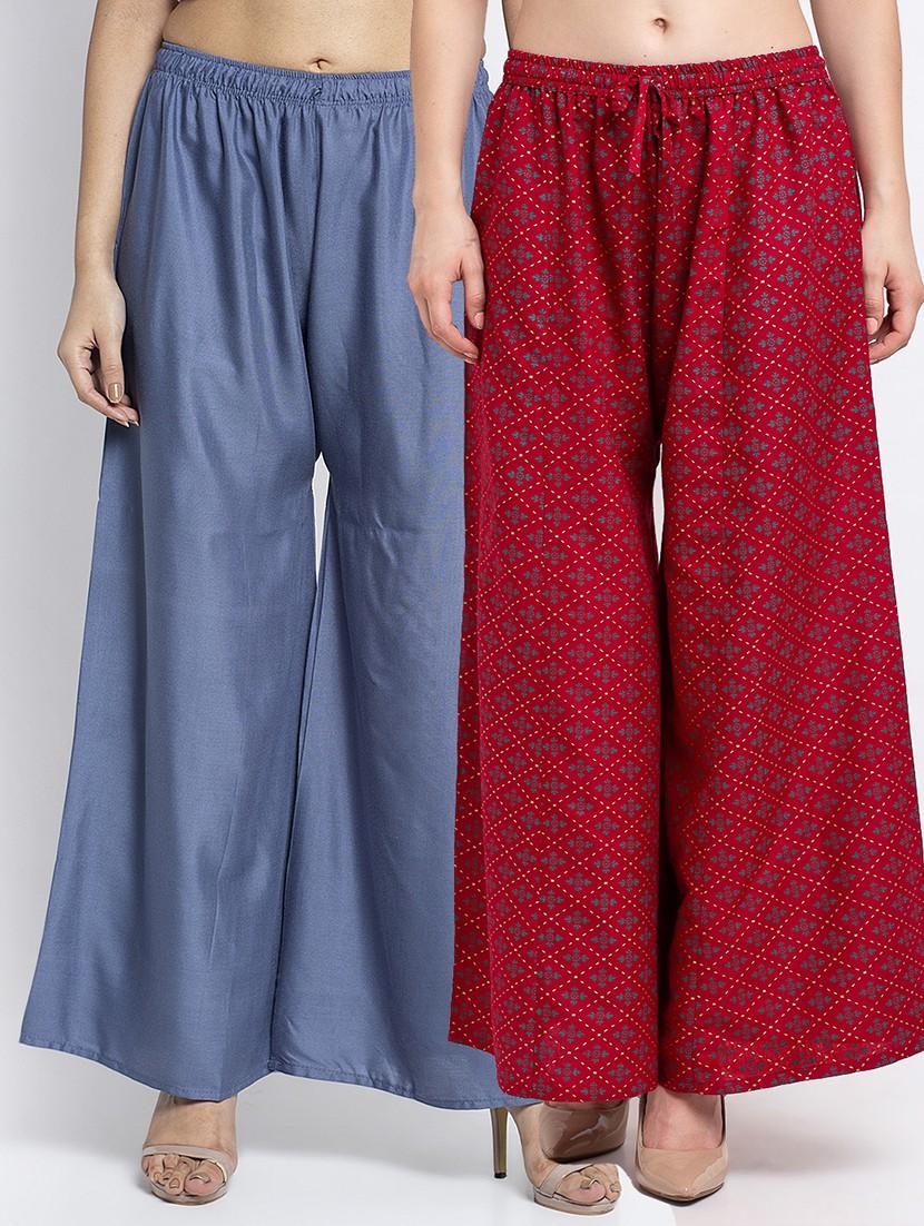 pack of 2 printed flared palazzo - 19124812 -  Zoom Image - 0