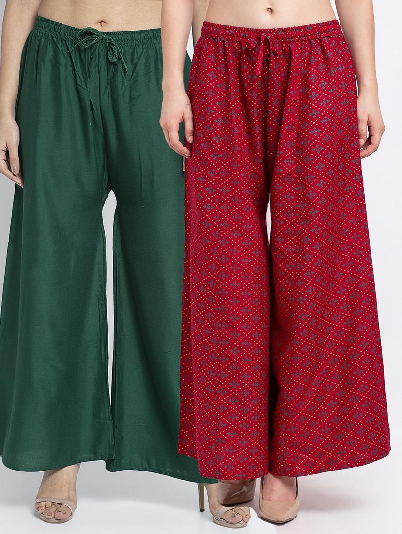 pack of 2 printed flared palazzo - 19124872 -  Zoom Image - 0