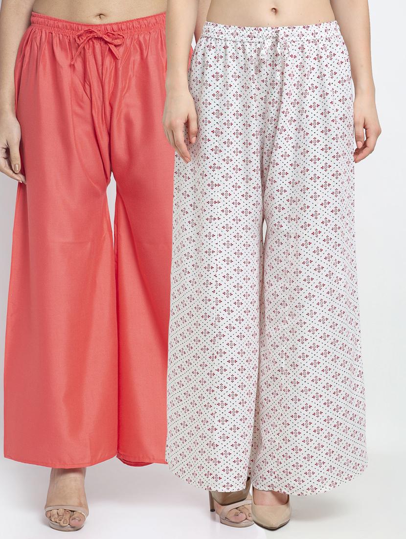 pack of 2 printed & solid palazzo - 19124886 -  Zoom Image - 0
