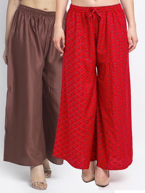 pack of 2 printed & solid palazzo - 19124917 -  Standard Image - 0