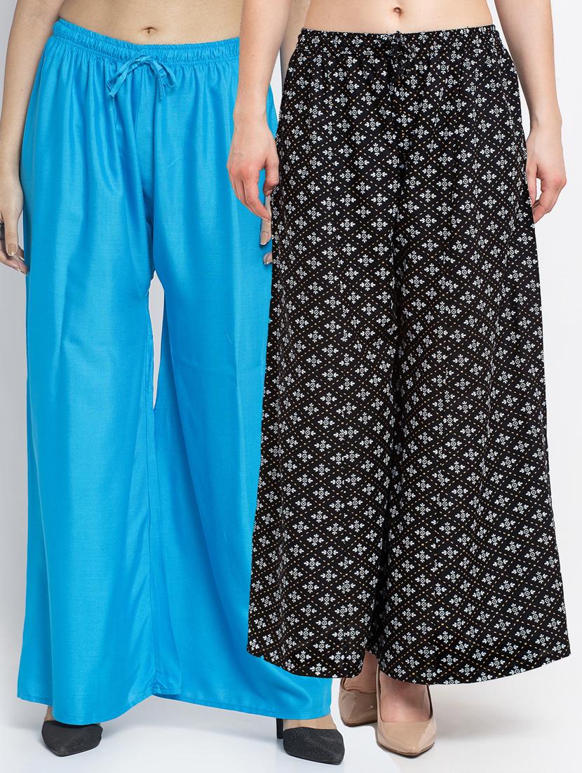 pack of 2 printed flared palazzos - 19124925 -  Zoom Image - 0