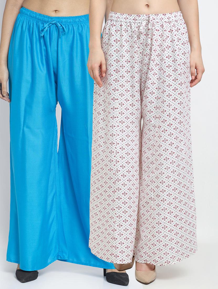 pack of 2 printed flared palazzo - 19124926 -  Zoom Image - 0