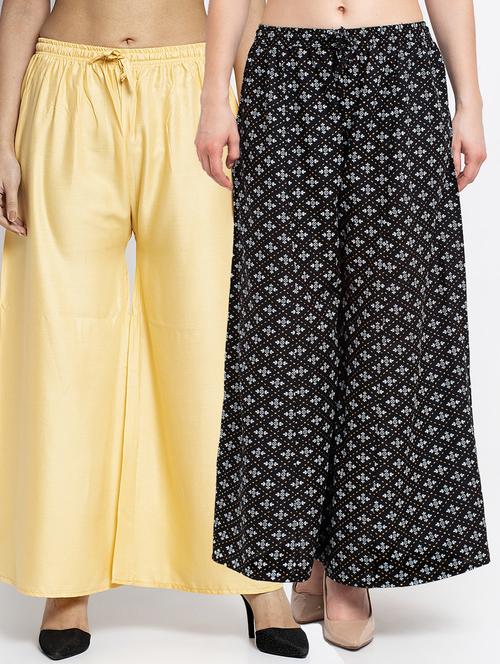pack of 2 printed & solid palazzo  - 19124965 -  Standard Image - 0