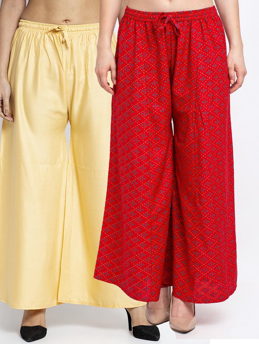 pack of 2 printed & solid palazzo  - 19124967 -  Zoom Image - 0
