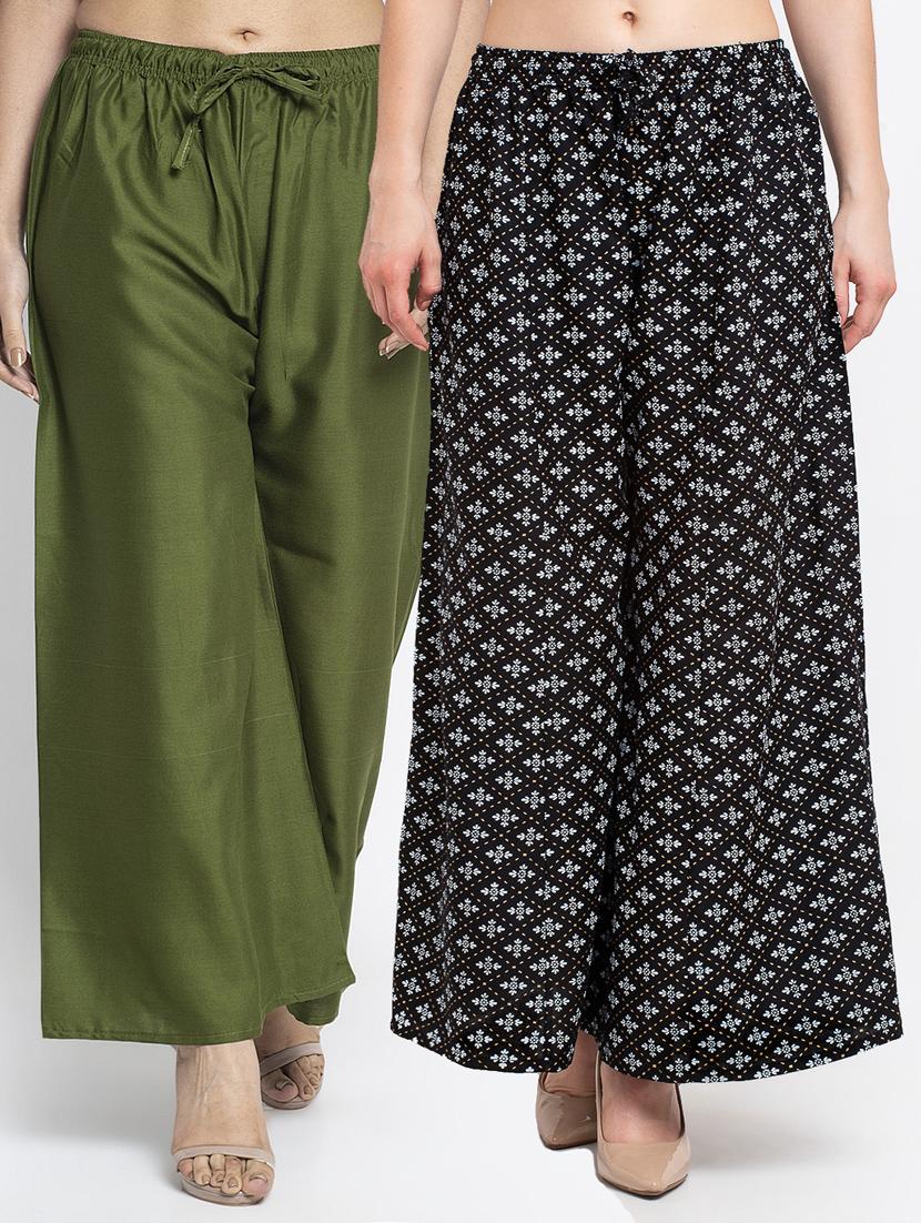 pack of 2 printed flared palazzo - 19124975 -  Zoom Image - 0