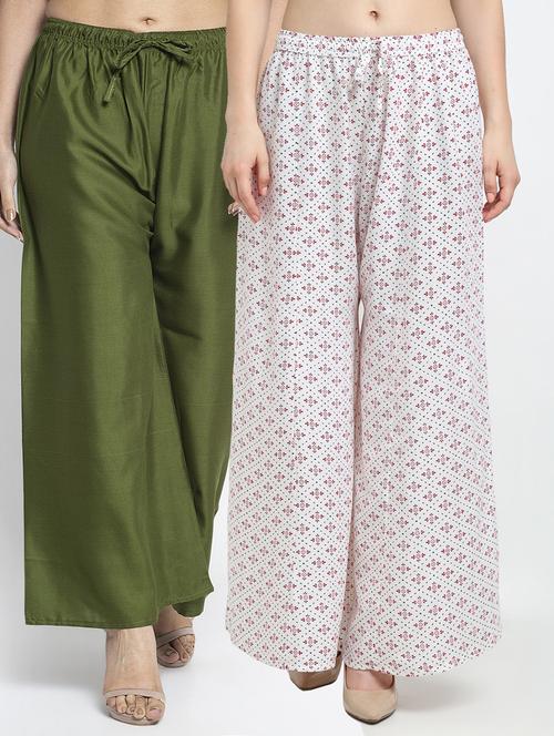 pack of 2 printed & solid palazzo  - 19124976 -  Standard Image - 0