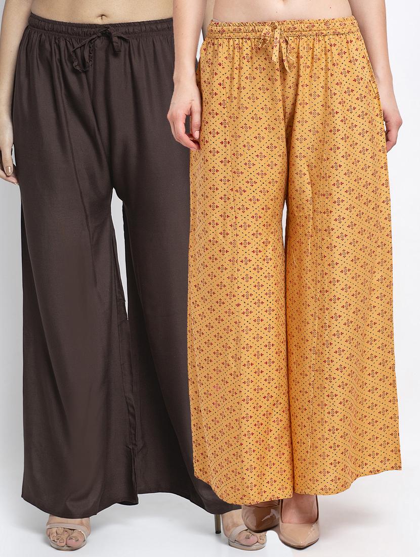 pack of 2 printed & solid palazzo  - 19124990 -  Zoom Image - 0