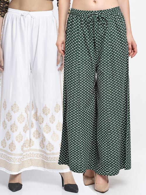 pack of 2 printed flared palazzo - 19125010 -  Standard Image - 0
