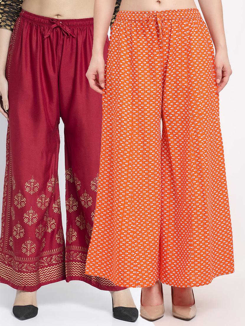 pack of 2 printed flared palazzo - 19125053 -  Zoom Image - 0