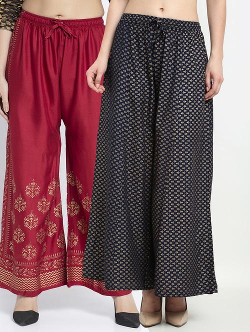 pack of 2 printed flared palazzo - 19125057 -  Standard Image - 0