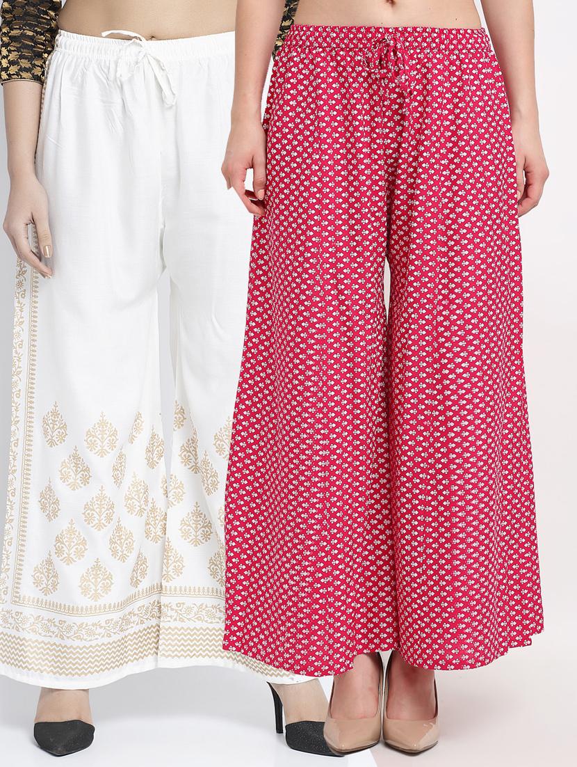 pack of 2 printed flared palazzo - 19125070 -  Zoom Image - 0