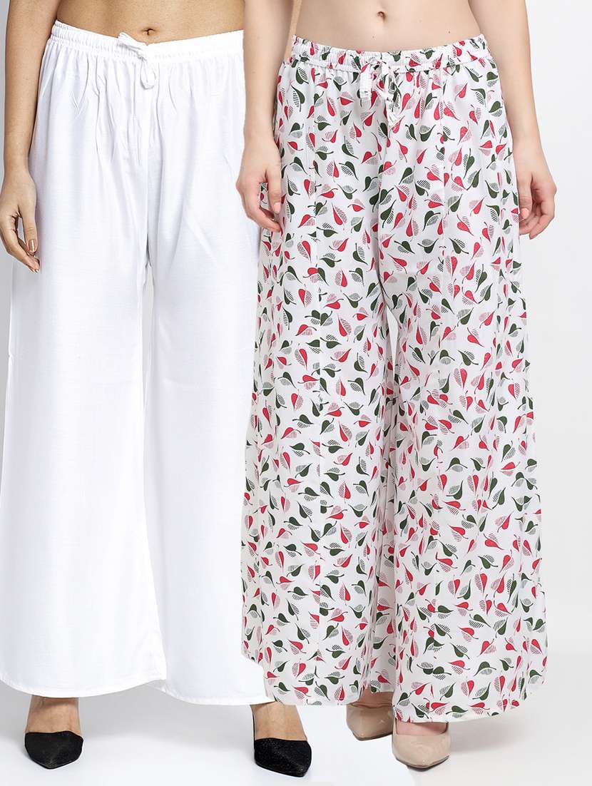 pack of 2 printed flared palazzo