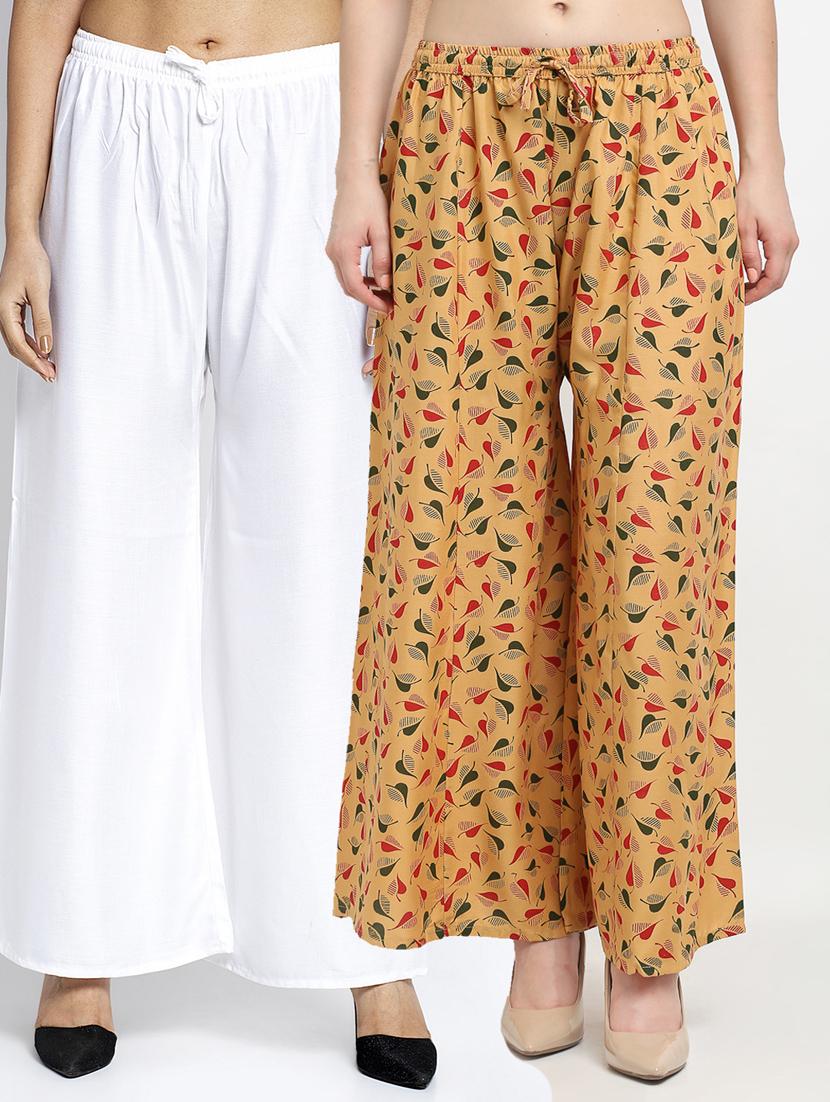 pack of 2 printed & solid palazzo - 19125091 - Zoom Image - 0