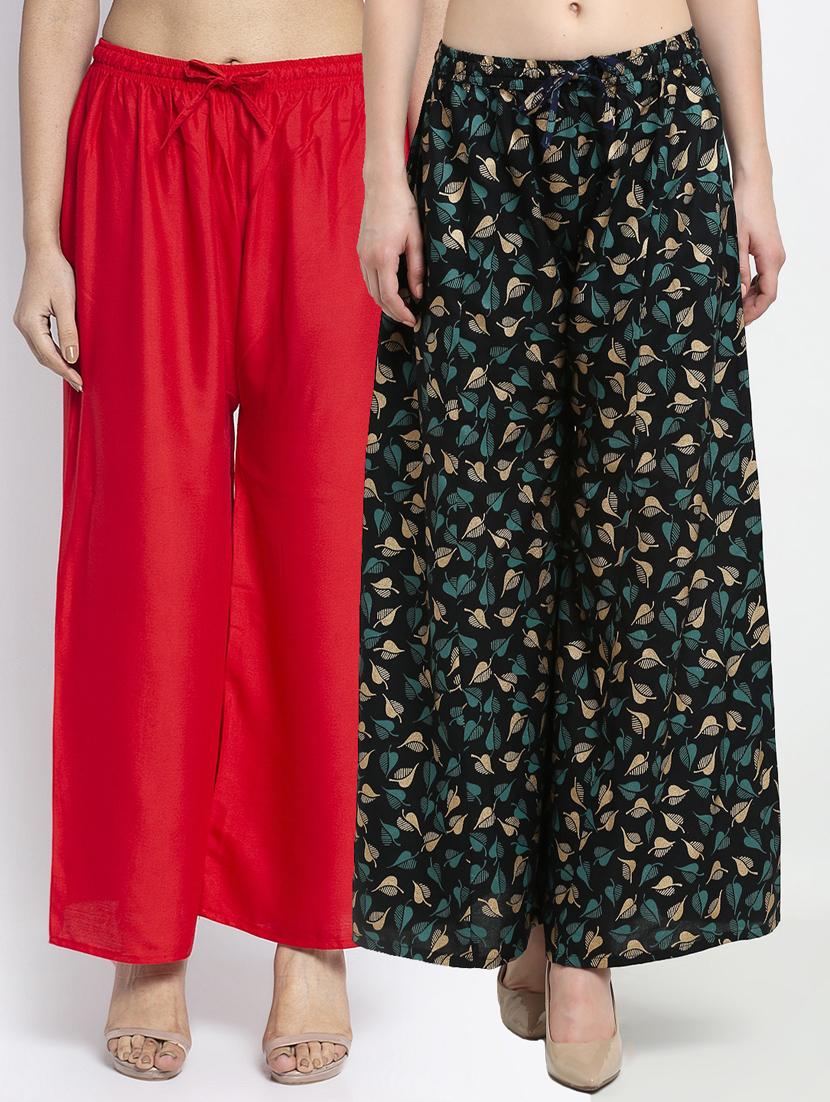 pack of 2 printed flared palazzo - 19125096 -  Zoom Image - 0