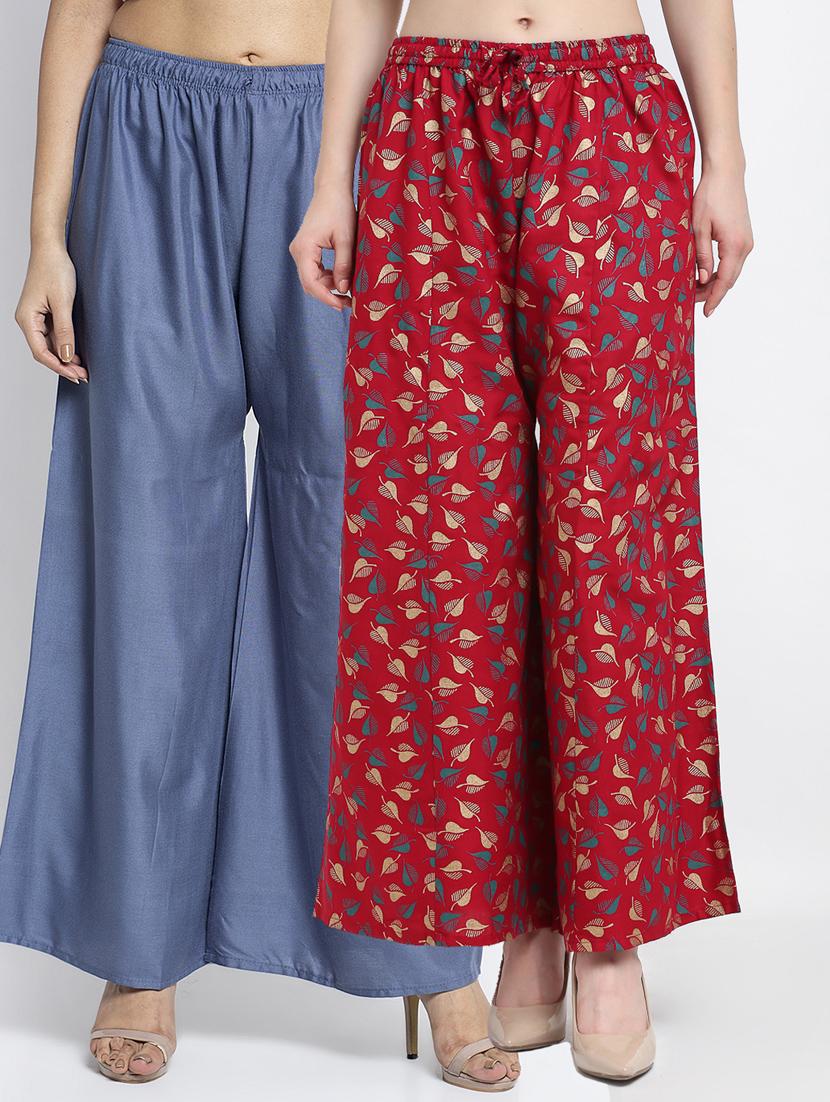 pack of 2 printed flared palazzo - 19125113 -  Zoom Image - 0